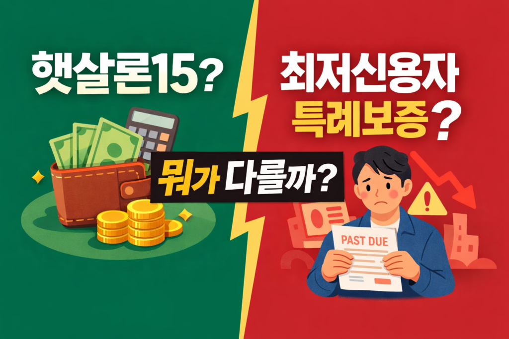 햇살론15 회저신용자특례보증 차이
