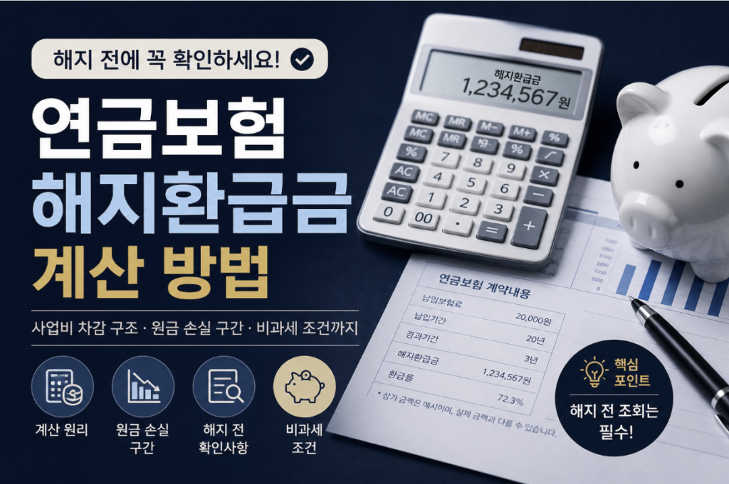 연금보험 해지환급금 계산 방법